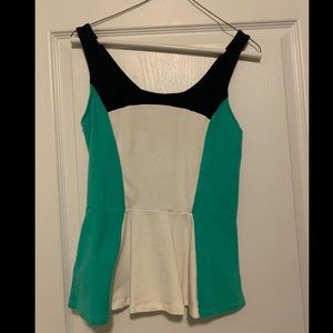 Express Peplum sleeveless shirt blue green small